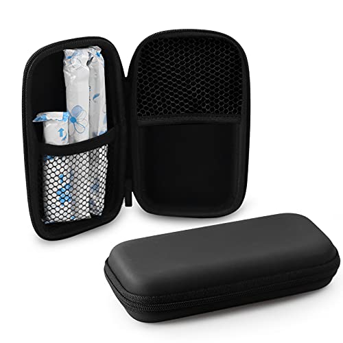 Tampon Aufbewahrung Box,2 Stück Schwarz Tampon Aufbewahrung Tasche Damenbinden Organizer mit Reißverschluss 16 * 8.5cm Tampon Damenbinden Box für Mädchen,Damen,Frauen von Xuezoioy