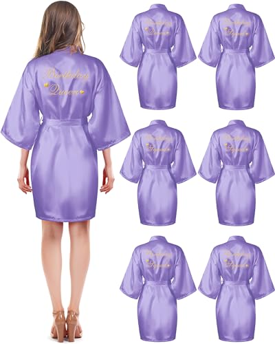 Xuhal 6 Stück Damen-Bademantel für Geburtstag, Party, Queen, Spa, Kimono, Spa, Robe, Übernachtung, Party, Seidiges Kleid, Helles Violett, Einheitsgröße von Xuhal