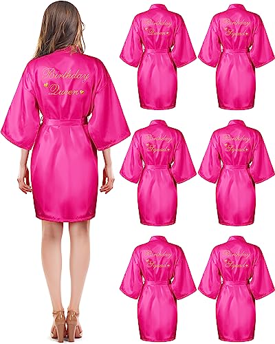 Xuhal 6 Stück Damen-Bademantel für Geburtstag, Party, Queen, Spa, Kimono, Spa, Robe, Übernachtung, Party, Seidiges Kleid, Rosenrot, Einheitsgröße Xuhal 6 Stück Damen-Bademantel für Geburtstag, Party, Queen, Spa, Kimono, Spa, Robe, Übernachtung, Party, Seidiges Kleid, Rosenrot, Einheitsgröße von Xuhal