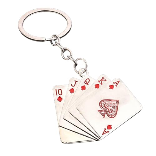 Xujuika Spielkarten-Schlüsselanhänger,Spielkarten-Schlüsselanhänger - Poker-Schlüsselanhänger aus Metall,Ornament Schlüsselanhänger Spielkartenanhänger für Pokerbegeisterte für Erwachsene Kinder von Xujuika