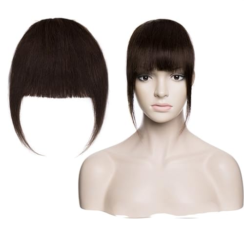 Clip in Pony 1 Stück Clip-in-Pony aus 100% Echthaar, Pony-Haarteile, Clip-in-Haarteile mit natürlichem Pony for Frauen und Mädchen, 25 g Haarspange in Pony (Color : #2) von Xumh2024-3