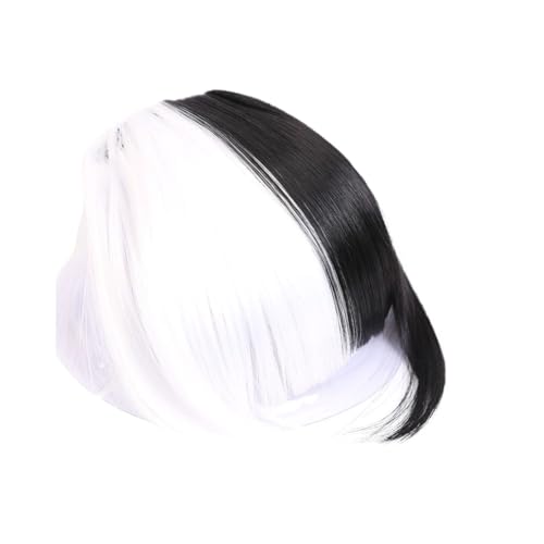 Clip in Pony Nähen Air Bangs synthetische gefälschte Bang Haarteil Clip in Haarverlängerung gefälschte Fransen Bang Frauen natürliche Air Bangs Clip auf Bang Haarspange in Pony(Color:B-W) von Xumh2024-3