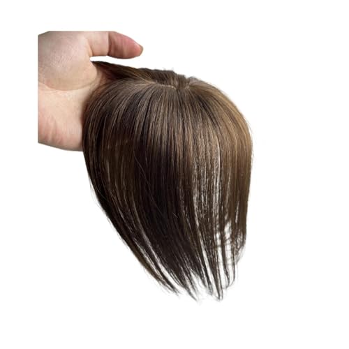 Clip in Pony Natürliche Echthaar-Pony-Seitenfransen for Frauen, 3D-Mittelteil, falscher Pony, Clip-in-Erweiterungen, unsichtbare Haarteile Haarspange in Pony(Color:Mocha Brown) von Xumh2024-3