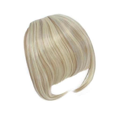 Clip in Pony Pony-Haarverlängerung, Clip-in-Pony, hochwertiger synthetischer, flacher Pony mit Bügeln, 15,2 cm, vorderer Gesichts-Pony for Frauen und Mädchen, täglich Haarspange in Pony(Color:24P613) von Xumh2024-3