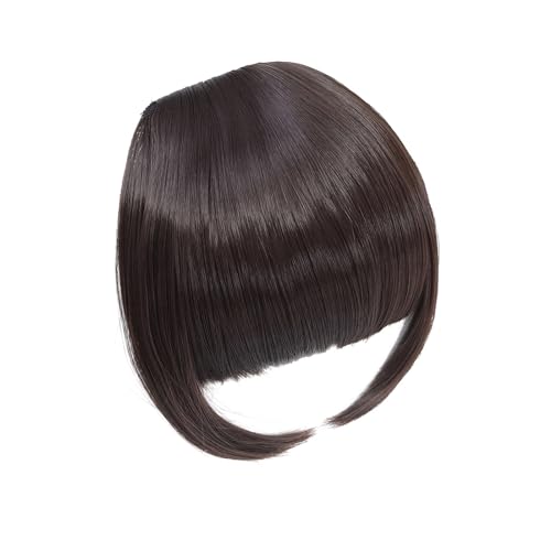 Clip in Pony Pony-Haarverlängerung, Clip-in-Pony, hochwertiger synthetischer, flacher Pony mit Bügeln, 15,2 cm, vorderer Gesichts-Pony for Frauen und Mädchen, täglich Haarspange in Pony(Color:4A) von Xumh2024-3