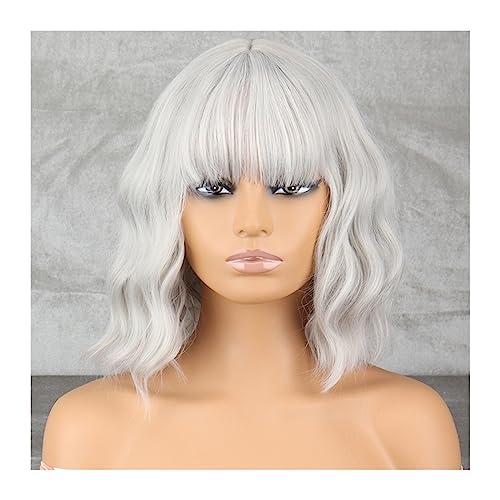 Damen Perücken Kurze gewellte Bob-Perücke mit Pony, schulterlang, synthetisches lockiges Synthetik-Hochtemperatur-Perücke, geeignet for Cosplay Haare täglich Perücke(Color:9) von Xumh2024-3