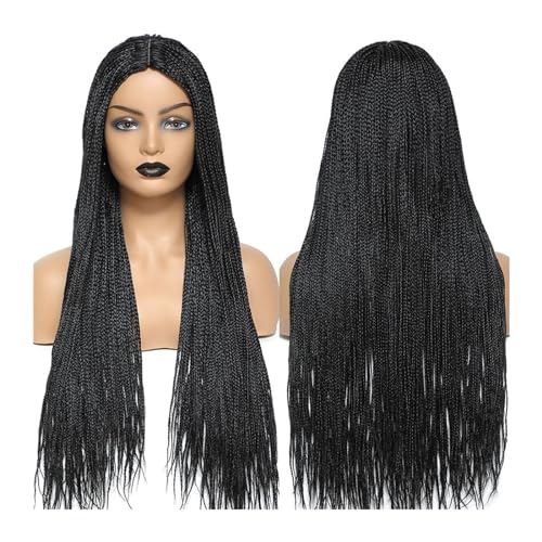 Damen Perücken Perruque Tresses Africaines Femmes Box Crochet Braids Perücken Perruque Handgefertigte geflochtene Kunsthaar-Zöpfe-Perücken Haare täglich Perücke(Color:1B Color) von Xumh2024-3