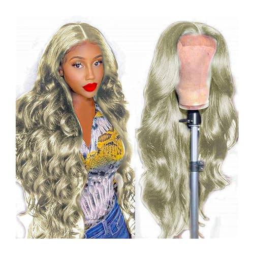 Damen Perücken Remy Haar for Frauen Spitze Frontal Perücke 24 Zoll Große Wellenlänge Perücke Transparente Spitze Front Echthaar Perücken Peruanischen Haare täglich Perücke(Color:D) von Xumh2024-3