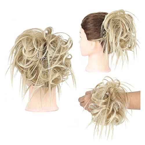 Haarknoten Dickes, unordentliches Dutt-Haarteil, synthetisches, lockiges, gewelltes Scrunchies-Pferdeschwanz-Haarteil mit elastischem Gummiband, Haarverlängerungen for Frauen und Mädchen Haarschmuck D von Xumh2024-3