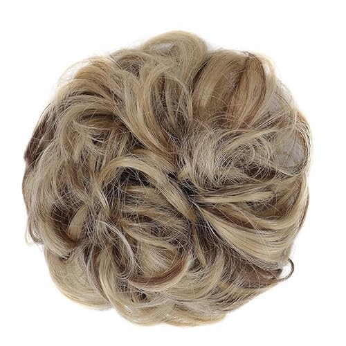 Haarknoten Donut-Haarknoten for Damen und Mädchen, lockiges gewelltes synthetisches Chignon-Haarteil mit Gummiband, unordentliche Haarknoten-Erweiterungen Haarschmuck Damen (Color : 22H10) von Xumh2024-3