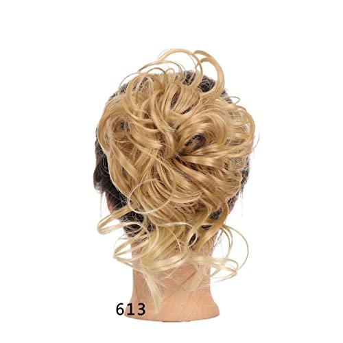 Haarknoten Dutt-Haargummis mit elastischem Band, Chignon, Pferdeschwanz, Hochsteckfrisur, Haarteile for Frauen und Mädchen, synthetische Haarteile, flauschiges, zerzaustes, welliges Haar Haarschmuck D von Xumh2024-3