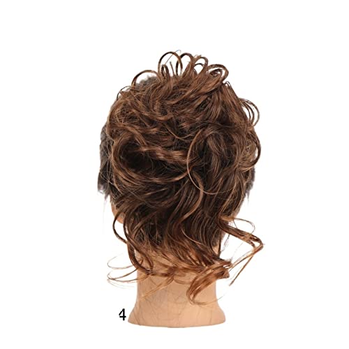 Haarknoten Dutt-Haargummis mit elastischem Band, Chignon, Pferdeschwanz, Hochsteckfrisur, Haarteile for Frauen und Mädchen, synthetische Haarteile, flauschiges, zerzaustes, welliges Haar Haarschmuck D von Xumh2024-3