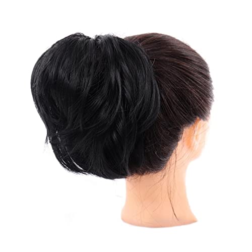 Haarknoten Unordentlicher Dutt-Haarteil, gefälschte Dutt-Haargummis, synthetische kurze, gerade Donut-Chignon-Pferdeschwanz-Verlängerung, elastisches Band, Haarknoten, Haargummi for Frauen und Mädchen von Xumh2024-3