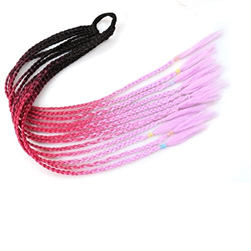 Pferdeschwanzverlängerung 60 cm bunte gemischte Zopf-Haarteile for Mädchen und Kinder, Kleidverschönerung, Ornament, synthetisches Gummiband, gedrehtes Geflecht, Pferdeschwanz-Verlängerung Pferdeschwa von Xumh2024-3