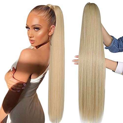 Pferdeschwanzverlängerung Extensions for Frauen, hitzebeständig, Kunsthaar, synthetischer langer, gerader Pferdeschwanz, Kordelzug, Pferdeschwanz, Clip-in-Haar Pferdeschwanz Extensions(Color:P27-613,S Pferdeschwanzverlängerung Extensions for Frauen, hitzebeständig, Kunsthaar, synthetischer langer, gerader Pferdeschwanz, Kordelzug, Pferdeschwanz, Clip-in-Haar Pferdeschwanz Extensions(Color:P27-613,S von Xumh2024-3