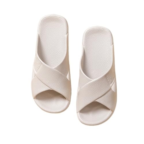 Xumh2024-3 Badelatschen Wolkenschuhe Cross Design Kunstlederkorn EVA Hausschuhe Home Badezimmer Hausschuhe Männer und Frauen Indoor Bad rutschfeste Hausschuhe Hausschuhe Sommer(Weiß,39-40) von Xumh2024-3