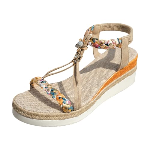 Xumilala Damen Böhmische Sandalen lässige Keilsandalen Perlen-Ethno Orthopädische Frauen Sommer Elegante Leichte und Bequeme Mode Schuhe Offene Zehenpartie Plateau Gummiband Schuhe 2025 Xumilala Damen Böhmische Sandalen lässige Keilsandalen Perlen-Ethno Orthopädische Frauen Sommer Elegante Leichte und Bequeme Mode Schuhe Offene Zehenpartie Plateau Gummiband Schuhe 2025 von Xumilala
