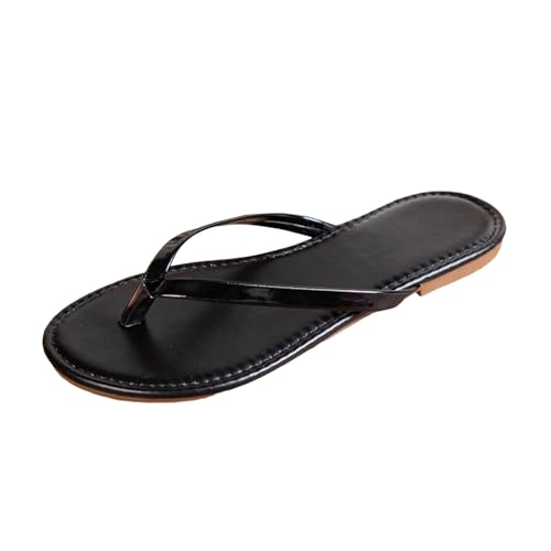 Xumilala Damen Flache Freizeit Flip Flops neuen Stil mit Clip-Zehen Strandurlaub weiche Leder Elegante Sommer Hausschuhe Schuhe Slides Sandalen Pantoletten Slipper 2025 von Xumilala