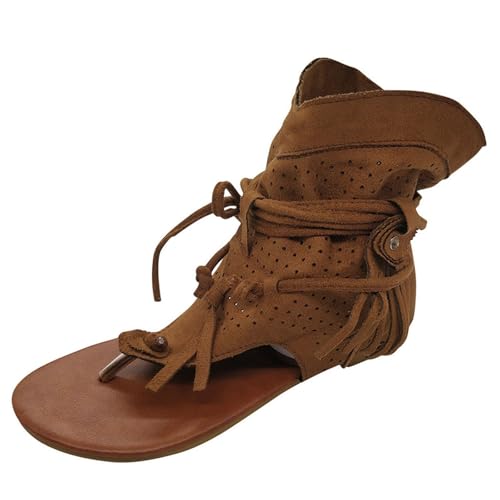 Xumilala Damen Flache Sandalen Frauen Sommer Elegante Leichte und Bequeme Vintage Mode Zehensteg Modisch und lässig Hohle High Top Retro Schuhe Quaste Offene Zehenpartie Rutschfeste Schuhe 2025 Xumilala Damen Flache Sandalen Frauen Sommer Elegante Leichte und Bequeme Vintage Mode Zehensteg Modisch und lässig Hohle High Top Retro Schuhe Quaste Offene Zehenpartie Rutschfeste Schuhe 2025 von Xumilala