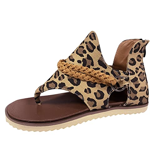 Xumilala Damen Flache Sandalen Leopardenmuster und Reißverschluss an der Rückseite Frauen Sommer Elegante Leichte und Bequeme Vintage Mode Sommerschuhe Offene Zehenpartie Rutschfeste Schuhe 2025 Xumilala Damen Flache Sandalen Leopardenmuster und Reißverschluss an der Rückseite Frauen Sommer Elegante Leichte und Bequeme Vintage Mode Sommerschuhe Offene Zehenpartie Rutschfeste Schuhe 2025 von Xumilala