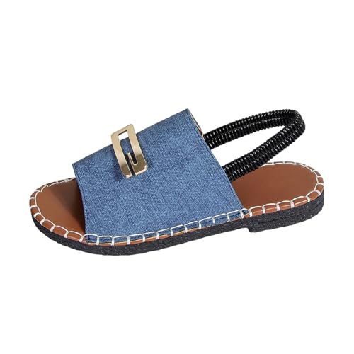 Xumilala Damen Große einteilige Sandalen flacher Unterseite und Metallschnalle Sommer Elegante Leichte Bequeme Mode runder Spitze einem Riemen im neuen Stil Strand Schuhe Offene Schuhe 2025 Xumilala Damen Große einteilige Sandalen flacher Unterseite und Metallschnalle Sommer Elegante Leichte Bequeme Mode runder Spitze einem Riemen im neuen Stil Strand Schuhe Offene Schuhe 2025 von Xumilala