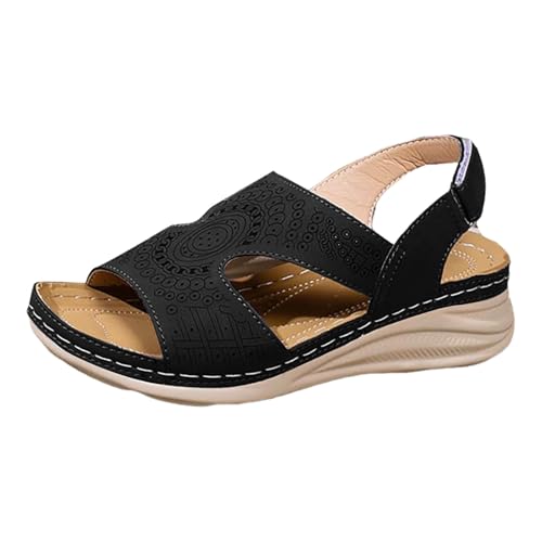 Xumilala Damen Hohle Sandalen dicken Sohlen Klettsandalen Modische Flache Frauen Sommer Leichte Bequeme Vintage Mode Offene Zehenpartie Schuhe Fischmaul für den Außenbereich 2025 Xumilala Damen Hohle Sandalen dicken Sohlen Klettsandalen Modische Flache Frauen Sommer Leichte Bequeme Vintage Mode Offene Zehenpartie Schuhe Fischmaul für den Außenbereich 2025 von Xumilala