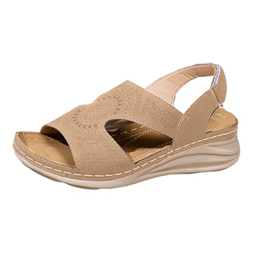 Xumilala Damen Hohle Sandalen dicken Sohlen Klettsandalen Modische Flache Frauen Sommer Leichte Bequeme Vintage Mode Offene Zehenpartie Schuhe Fischmaul für den Außenbereich 2025 Xumilala Damen Hohle Sandalen dicken Sohlen Klettsandalen Modische Flache Frauen Sommer Leichte Bequeme Vintage Mode Offene Zehenpartie Schuhe Fischmaul für den Außenbereich 2025 von Xumilala