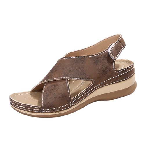 Xumilala Damen Sandalen Klettverschluss Keilsandalen lässig Vielseitige Frauen Sommer Elegante Leichte und Bequeme Vintage Mode Schuhe Offene Zehenpartie Rutschfeste Bohemian Fischmaul Schuhe 2025 Xumilala Damen Sandalen Klettverschluss Keilsandalen lässig Vielseitige Frauen Sommer Elegante Leichte und Bequeme Vintage Mode Schuhe Offene Zehenpartie Rutschfeste Bohemian Fischmaul Schuhe 2025 von Xumilala