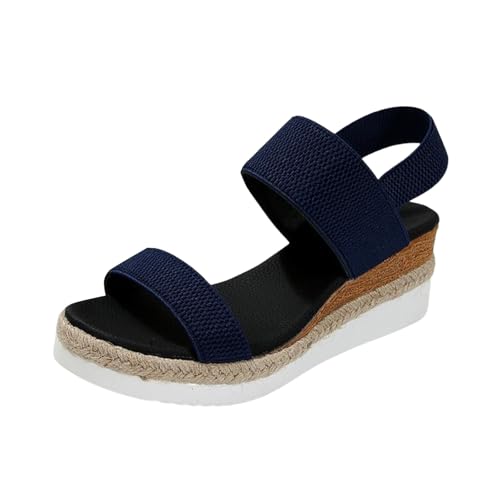 Xumilala Damen Sandalen Neuer Stil Fischmaul Elastische Ärmel Dicke Sohle Modisch Vielseitig Große Keilabsatz Frauen Sommer Leichte Bequeme Mode Schuhe Offene Zehenpartie Rutschfeste Schuhe 2025 von Xumilala