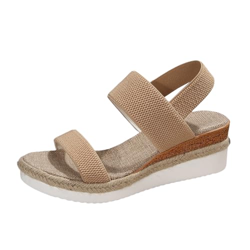 Xumilala Damen Sandalen Neuer Stil Fischmaul Elastische Ärmel Dicke Sohle Modisch Vielseitig Große Keilabsatz Frauen Sommer Leichte Bequeme Mode Schuhe Offene Zehenpartie Rutschfeste Schuhe 2025 von Xumilala
