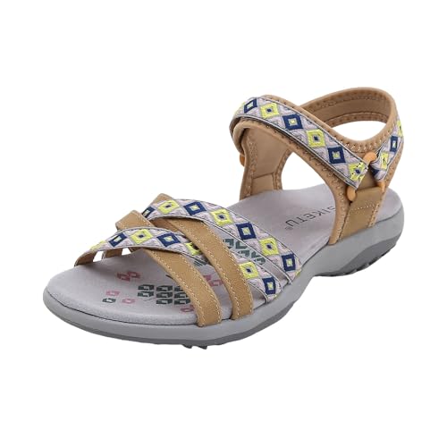 Xumilala Damen Sandalen Sportsandalen mit bedrucktem Klettverschluss und Schuhen in Übergröße Frauen Sommer Elegante Leichte Bequeme Vintage Mode Offene Zehenpartie Rutschfeste Schuhe Walking 2025 Xumilala Damen Sandalen Sportsandalen mit bedrucktem Klettverschluss und Schuhen in Übergröße Frauen Sommer Elegante Leichte Bequeme Vintage Mode Offene Zehenpartie Rutschfeste Schuhe Walking 2025 von Xumilala
