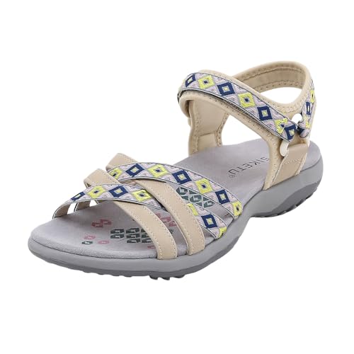 Xumilala Damen Sandalen Sportsandalen mit bedrucktem Klettverschluss und Schuhen in Übergröße Frauen Sommer Elegante Leichte Bequeme Vintage Mode Offene Zehenpartie Rutschfeste Schuhe Walking 2025 Xumilala Damen Sandalen Sportsandalen mit bedrucktem Klettverschluss und Schuhen in Übergröße Frauen Sommer Elegante Leichte Bequeme Vintage Mode Offene Zehenpartie Rutschfeste Schuhe Walking 2025 von Xumilala