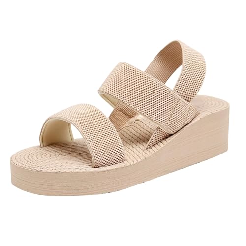 Xumilala Damen Sandalen Vergrößerte Dicken Sohlen Keilabsatz Frauen Sommer Elegante Leichte und Bequeme Mode Modische und lässige Elastische Riemen Schuhe Offene Zehenpartie Rutschfeste Schuhe 2025 von Xumilala