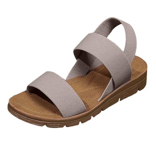 Xumilala Damen Sandalen dicken Sohlen und Keilabsatz Frauen Leichte und Bequeme Mode Einem Riemen Modisch und lässig Hohle Einfarbige Outdoor Schuhe Offene Zehenpartie Rutschfeste Schuhe 2025 Sommer von Xumilala