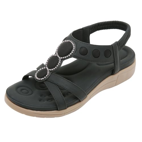 Xumilala Damen Sandalen mit Fußgewölbeunterstützung Weiche Sandale Flip-Flops Sommer-Walking-Keilschuhe Hausschuhe Orthopädische Elegante Leichte und Bequeme Einfarbige Mode Offene Zehenpartie Schuhe von Xumilala
