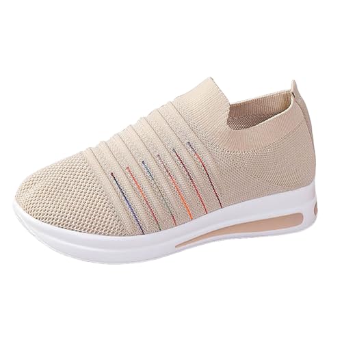 Xumilala Damen-Slip-On-Schuhe Sneaker aus weichem Mesh mit modischer Patchwork-Farbe für Pendler Orthopädische Atmungsaktiv Turnschuhe Leicht von Xumilala