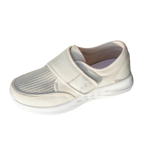 Xumilala Damen Slip on Sneaker Atmungsaktiv Sommer mittleren Alters und ältere Wanderschuhe Tuch Schuhe Trendy Leichte Laufschuhe Schuhe Turnschuhe von Xumilala