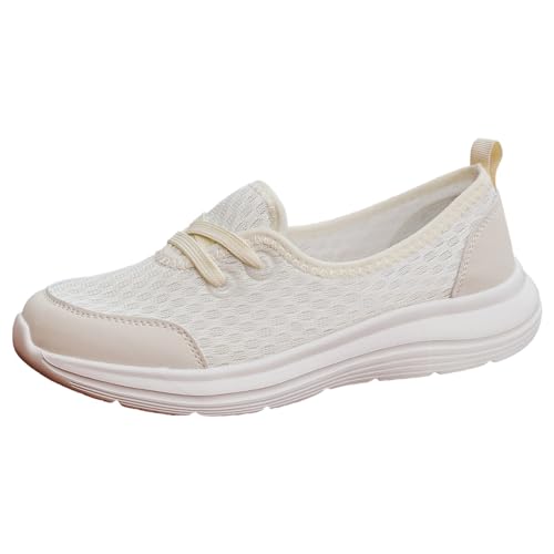 Xumilala Damen Slip on Sneaker Damenschuhe Weiche Sohle Atmungsaktiv Walkingschuhe Mesh Freizeitschuhe Einstufiger Low-Top Flache Sohle Freizeitschuhe von Xumilala