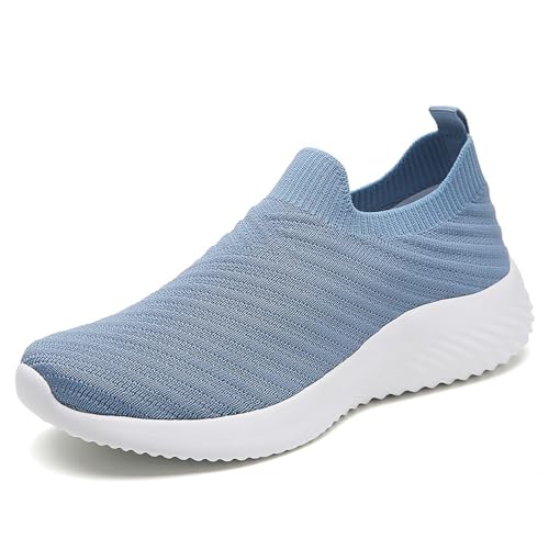 Xumilala Damen Slip on Sneaker Einfarbig Mesh Casual Slip-On Modische Casual Sportschuhe Atmungsaktiv Turnschuhe Leicht Bequeme Walkingschuhe Sommer von Xumilala