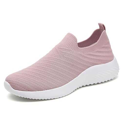 Xumilala Damen Slip on Sneaker Einfarbig Mesh Casual Slip-On Modische Casual Sportschuhe Atmungsaktiv Turnschuhe Leicht Bequeme Walkingschuhe Sommer von Xumilala
