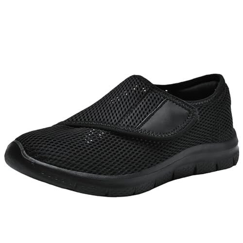 Xumilala Damen Slip on Sneaker Hohl Mesh Flache Beiläufige Große Größe Sport Orthopädische Schuhe Low Top Klett Leicht Laufschuhe Walkingschuhe von Xumilala