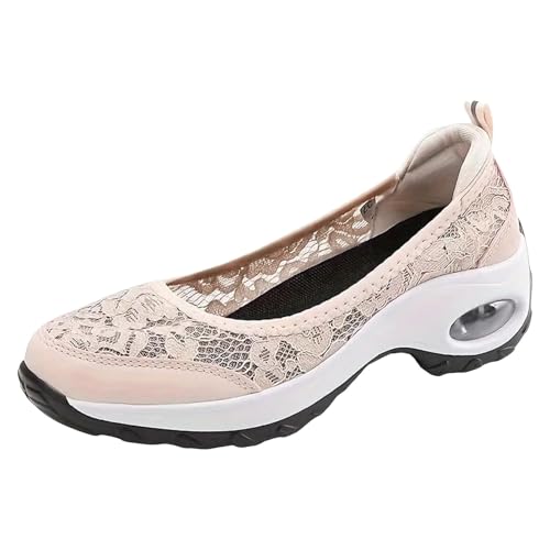 Xumilala Damen Slip on Sneaker Orthopädische Große Größe Spitze Leichte Freizeitschuhe mit weicher Sohle Modische Atmungsaktive Mesh-Wanderschuhe von Xumilala