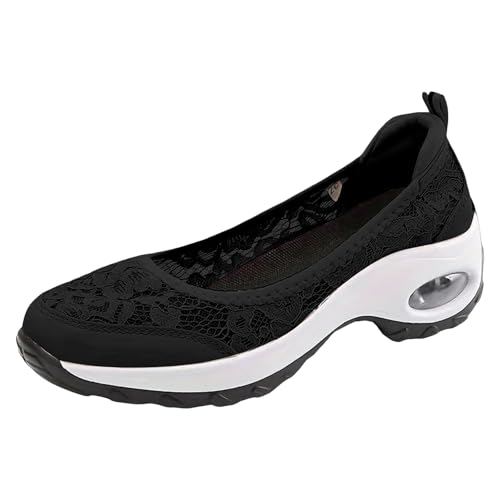 Xumilala Damen Slip on Sneaker Orthopädische Große Größe Spitze Leichte Freizeitschuhe mit weicher Sohle Modische Atmungsaktive Mesh-Wanderschuhe von Xumilala