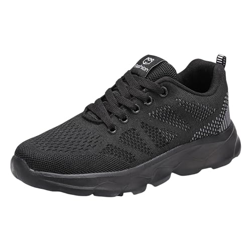 Xumilala Damen Sportschuhe modisch Neue Farbkombination schlicht Dicker Boden Flacher Boden Bequem rutschfest Atmungsaktiv Mesh Freizeitschuhe mit Schnürung von Xumilala