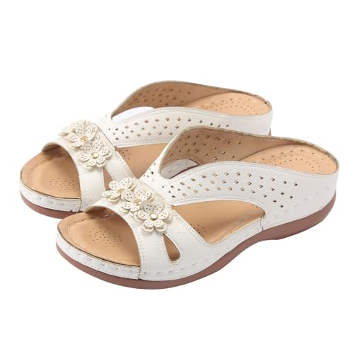 Xumilala Flache Pantoletten Damen Flip Flops Leder Elegante Sommer Einfarbig Blumenmuster Hausschuhe Reinschlüpfen Bequeme Leichte Plateau Schuhe Keilabsatz Slides Sandalen Plattform Slipper Xumilala Flache Pantoletten Damen Flip Flops Leder Elegante Sommer Einfarbig Blumenmuster Hausschuhe Reinschlüpfen Bequeme Leichte Plateau Schuhe Keilabsatz Slides Sandalen Plattform Slipper von Xumilala