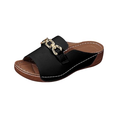 Xumilala Pantoletten Damen Dickbesohlte Große Größe breite Riemen Flip Flops Leder Elegante Sommer Hausschuhe Schuhe Orthopädische Keilabsatz Slides Metalldekoration Sandalen Plattform Slipper Xumilala Pantoletten Damen Dickbesohlte Große Größe breite Riemen Flip Flops Leder Elegante Sommer Hausschuhe Schuhe Orthopädische Keilabsatz Slides Metalldekoration Sandalen Plattform Slipper von Xumilala