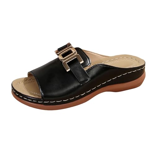 Xumilala Pantoletten Damen Dicken Sohlen Keilabsatz Flip Flops Leder Sommer Modische Hausschuhe Schuhe Slides Lässige Strand Sandalen Plattform Fischmaul-Dekoration und offener Ferse Slipper Xumilala Pantoletten Damen Dicken Sohlen Keilabsatz Flip Flops Leder Sommer Modische Hausschuhe Schuhe Slides Lässige Strand Sandalen Plattform Fischmaul-Dekoration und offener Ferse Slipper von Xumilala