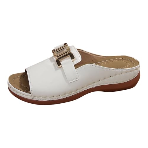 Xumilala Pantoletten Damen Dicken Sohlen Keilabsatz Flip Flops Leder Sommer Modische Hausschuhe Schuhe Slides Lässige Strand Sandalen Plattform Fischmaul-Dekoration und offener Ferse Slipper Xumilala Pantoletten Damen Dicken Sohlen Keilabsatz Flip Flops Leder Sommer Modische Hausschuhe Schuhe Slides Lässige Strand Sandalen Plattform Fischmaul-Dekoration und offener Ferse Slipper von Xumilala