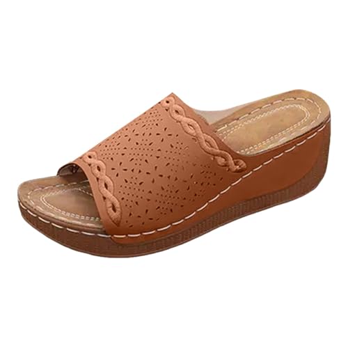 Xumilala Pantoletten Damen Dicker Sohle und Keilabsatz Flip Flops Leder Modisch Lässig Elegante Sommer Hausschuhe Slingback Schuhe Keilabsatz Slides Hohlem Fischmaul Strand Sandalen Plattform Slipper Xumilala Pantoletten Damen Dicker Sohle und Keilabsatz Flip Flops Leder Modisch Lässig Elegante Sommer Hausschuhe Slingback Schuhe Keilabsatz Slides Hohlem Fischmaul Strand Sandalen Plattform Slipper von Xumilala