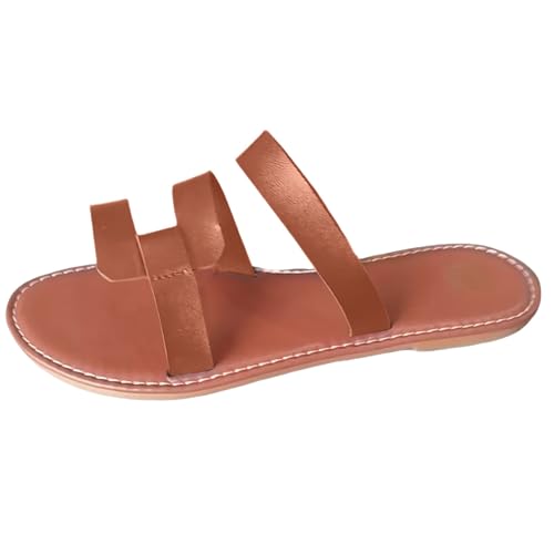 Xumilala Pantoletten Damen Flache Flip Flops Leder Mit Fussbett Elegante Frühling Sommer Hausschuhe Schuhe Orthopädische Slides Oberbekleidung im neuen Stil einzeilige Strand Sandalen Slipper von Xumilala